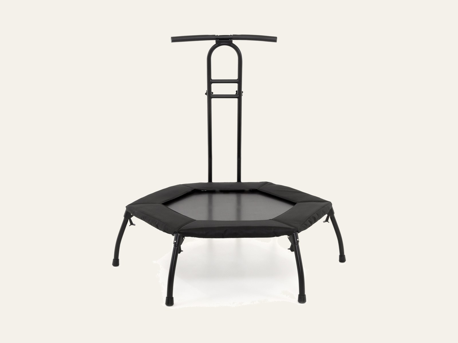 Unbranded hexagonal fitness trampoline with double handlebar