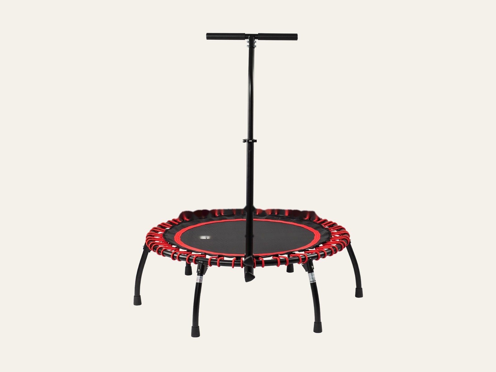 Round fitness trampoline with optional handrail