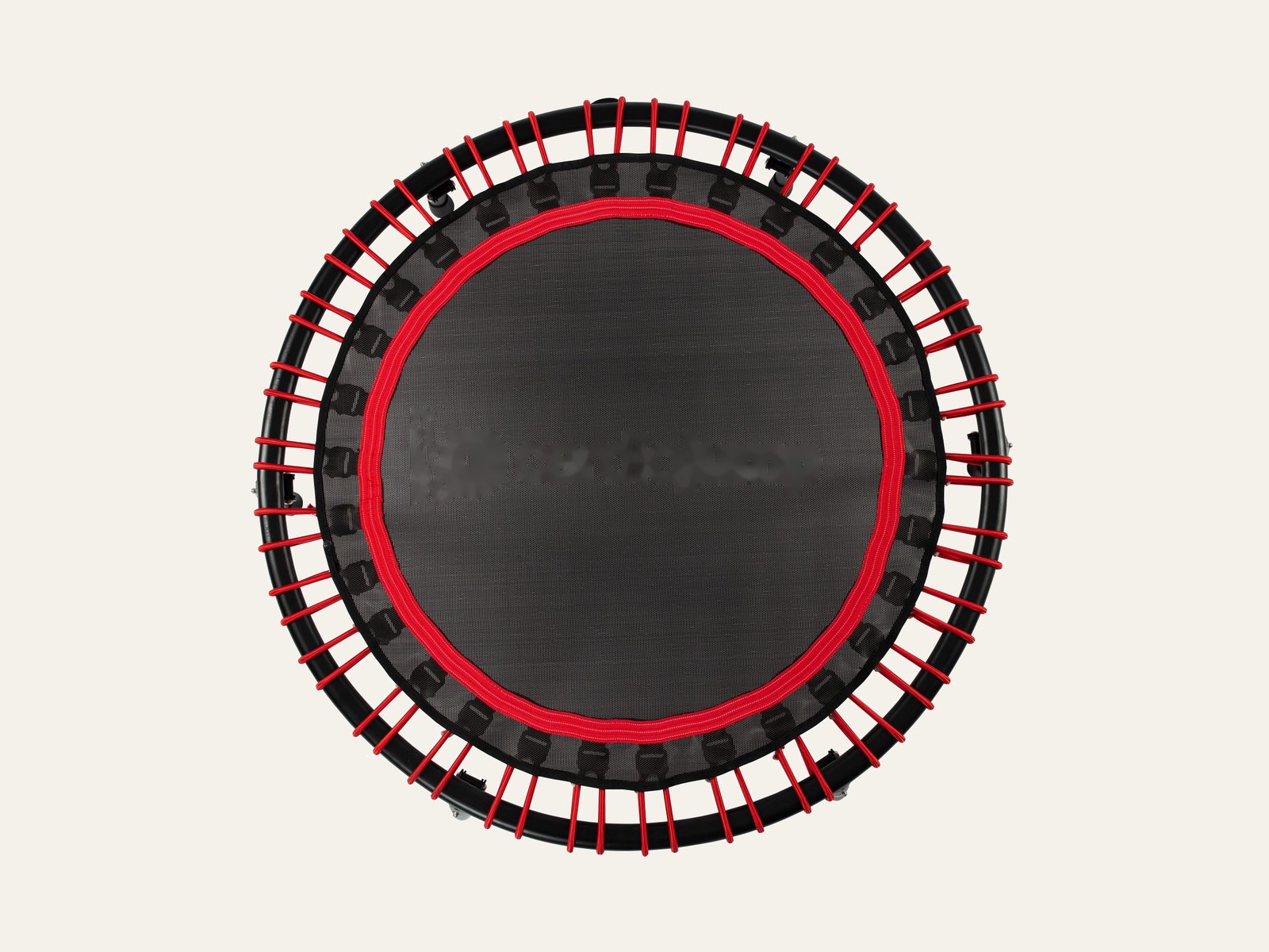 Top view of round fitness trampoline elastic ring suspension